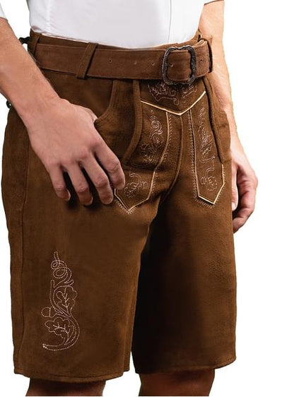 Lederhosen corto marrón oscuro para hombre