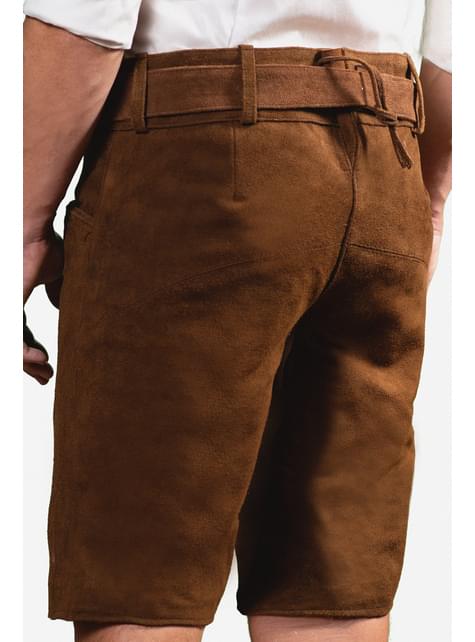 Lederhosen corto marrón oscuro para hombre