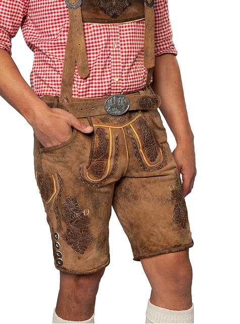 Lederhosen corto marrón premium para hombre - Partychimp | Funidelia