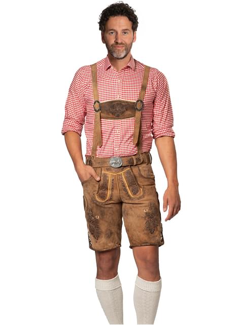Lederhosen corto marrón premium para hombre - Partychimp | Funidelia