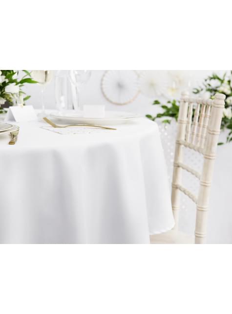 Mantel redondo blanco de tela de 230 cm