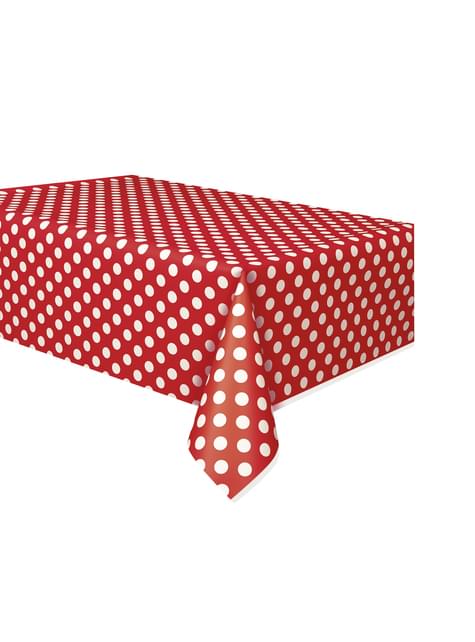 Mantel rojo con topos blancos rectangular - Línea colores Básicos - Unique | Funidelia