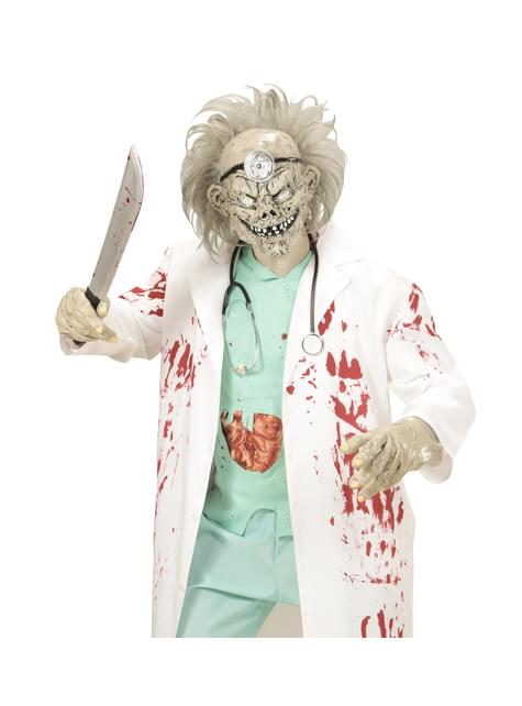 Máscara con pelo de doctor zombie para adulto