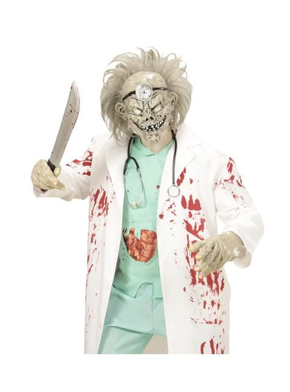 Máscara con pelo de doctor zombie para adulto