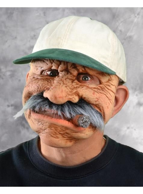 Máscara de anciano con puro para hombre
