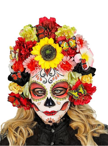 Máscara de Catrina Día de los Muertos con flores - Widmann | Funidelia