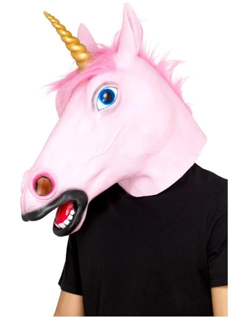 Máscara de unicornio rosa para adulto