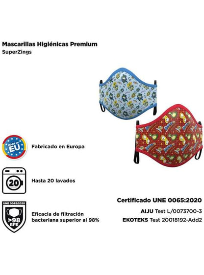 Mascarilla de Super Zings infantil azul y roja (2 unidades) - My Other Me | Funidelia