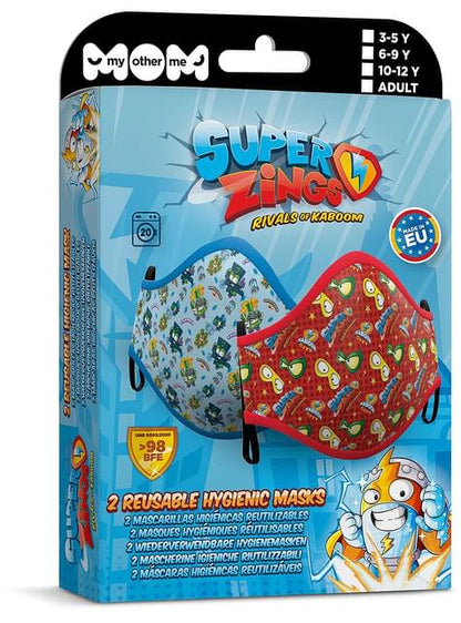 Mascarilla de Super Zings infantil azul y roja (2 unidades) - My Other Me | Funidelia