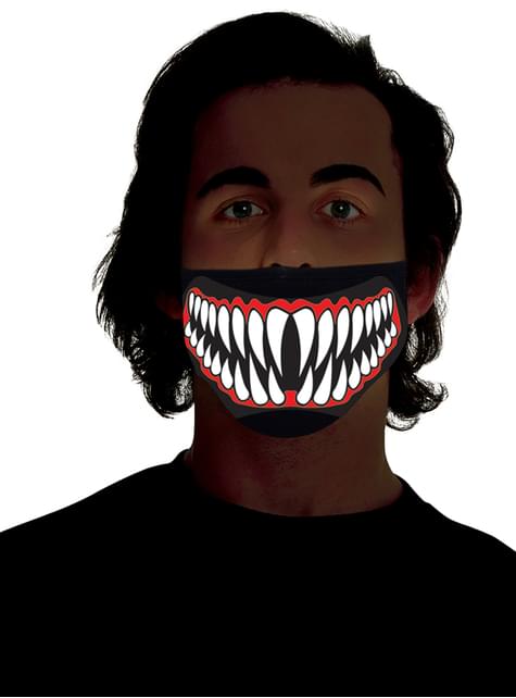 Media máscara de dientes afilados luminosa para adulto