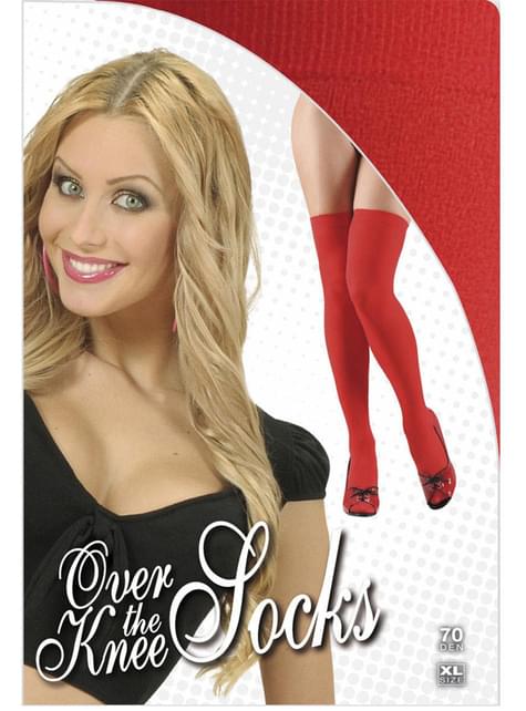 Medias rojas para mujer 70 DEN talla grande