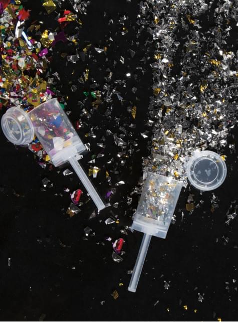 Mini Cañón de confetti multicolor - Unique | Funidelia