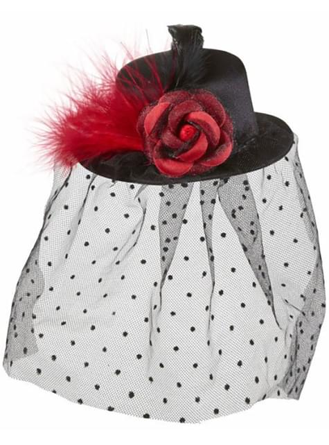 Minisombrero de cabaret con velo