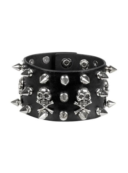 Muñequera punk con pinchos y calaveras - Boland | Funidelia