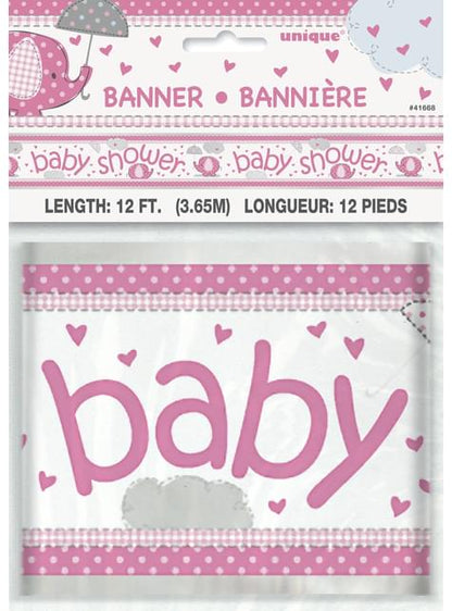 Pancarta Baby Shower rosa - Umbrellaphants Pink - Unique | Funidelia