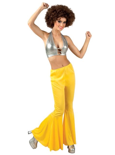 Pantalones de campana amarillos para mujer