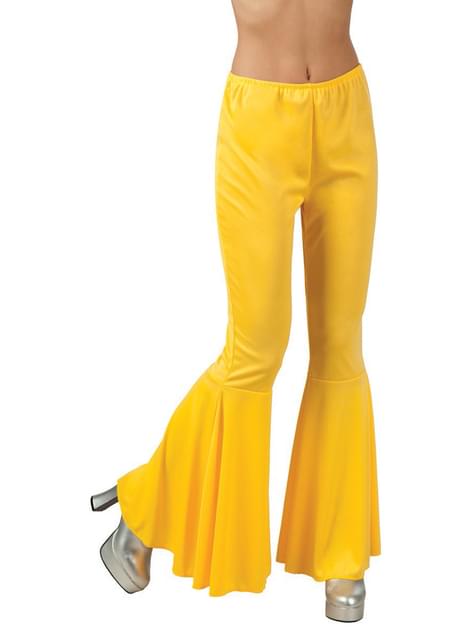 Pantalones de campana amarillos para mujer
