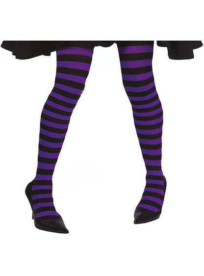 Pantys de bruja de rayas negras y moradas para mujer - Guirca | Funidelia