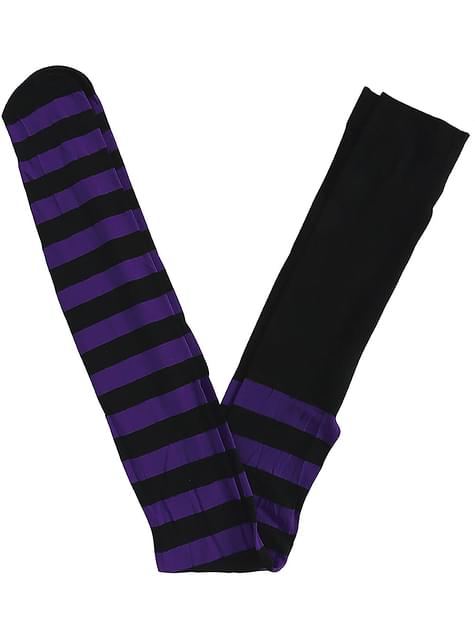 Pantys de bruja de rayas negras y moradas para mujer - Guirca | Funidelia