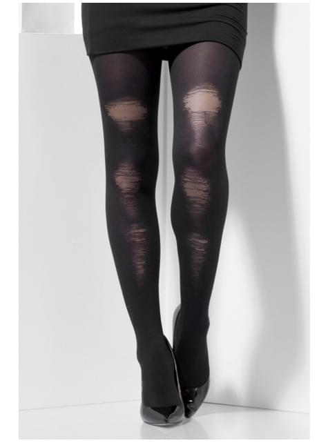 Pantys desgastadas negras para mujer