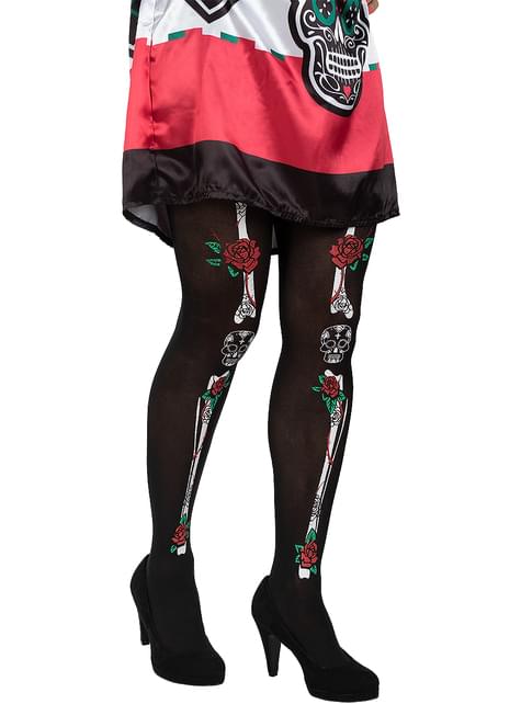 Pantys esqueleto catrina para mujer - Funiglobal | Funidelia