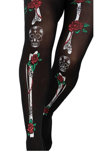 Pantys esqueleto catrina para mujer - Funiglobal | Funidelia