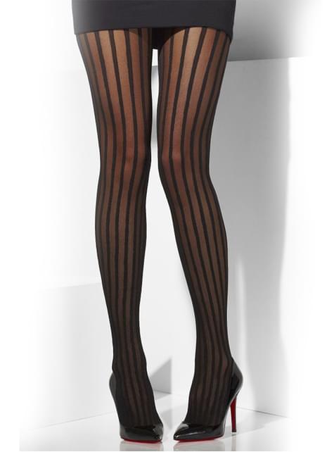 Pantys negros transparentes con rayas años 20 - Smiffys | Funidelia
