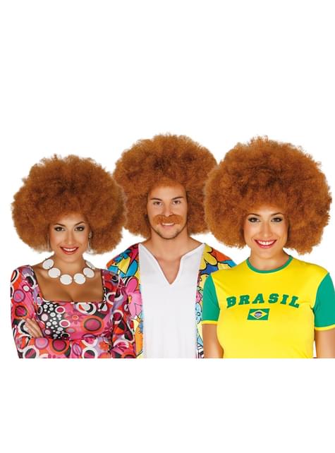 Peluca afro castaña unisex