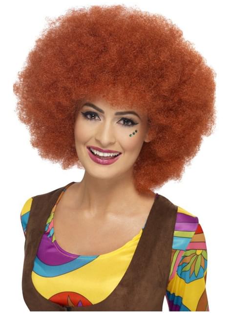 Peluca afro de los 60 castaña rojiza