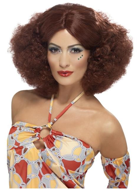 Peluca afro de los 70 castaña rojiza