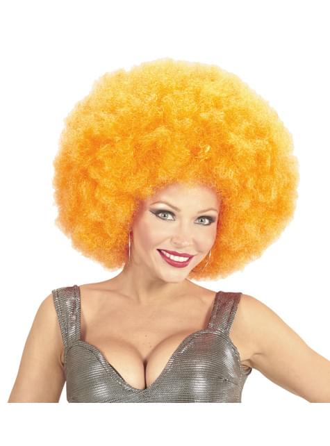 Peluca afro gigante naranja deluxe en bolsa
