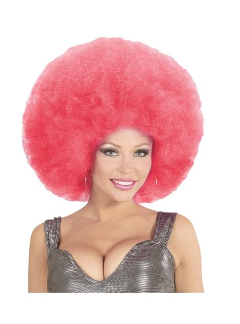 Peluca afro gigante rosa deluxe