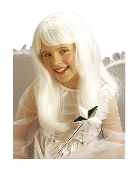 Peluca blanca con flequillo para niña - Widmann | Funidelia