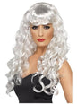 Peluca blanca de fantasma con flequillo