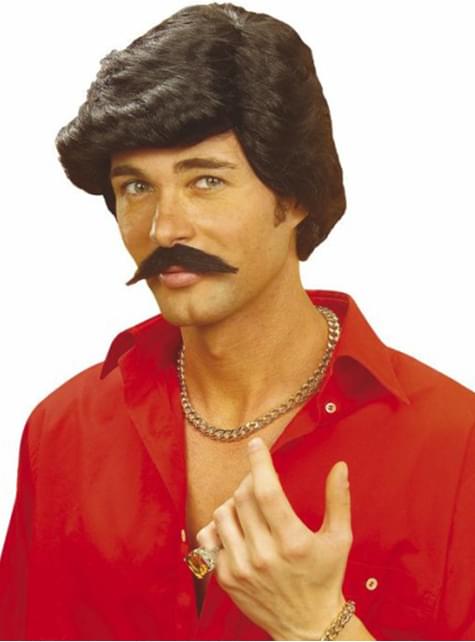 Peluca Casanova negra con bigote