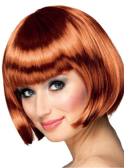 Peluca cobre media melena con flequillo para mujer - Boland | Funidelia