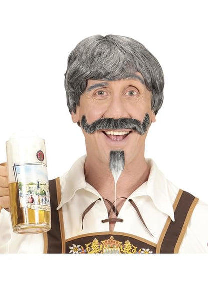 Peluca con bigote y perilla canoso para hombre - Widmann | Funidelia