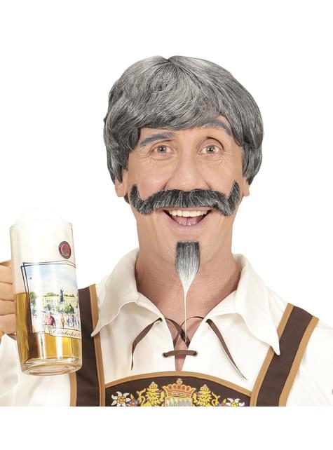 Peluca con bigote y perilla canoso para hombre - Widmann | Funidelia