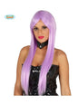 Peluca con flequillo morada lisa para mujer