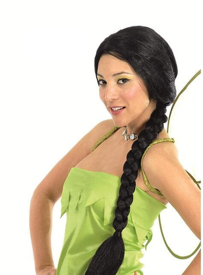 Peluca con trenza negra - Guirca | Funidelia