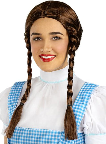 Peluca con trenzas castaña para mujer - Funiglobal | Funidelia