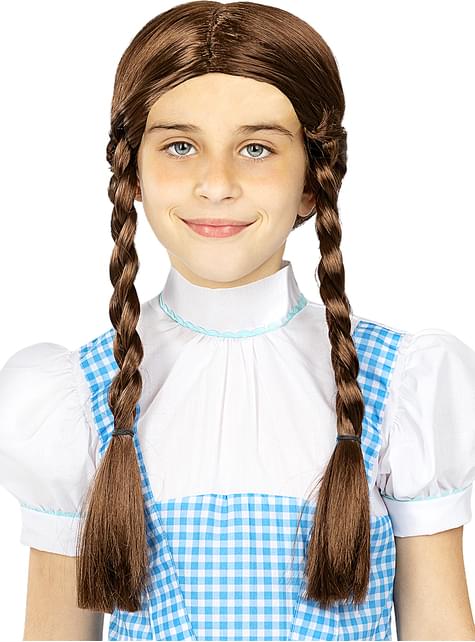 Peluca con trenzas castaña para niña - Funiglobal | Funidelia