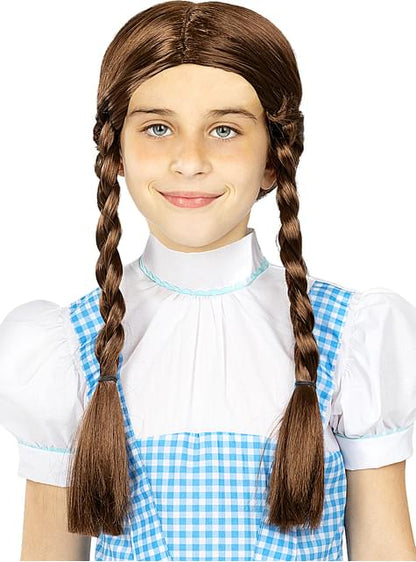 Peluca con trenzas castaña para niña - Funiglobal | Funidelia