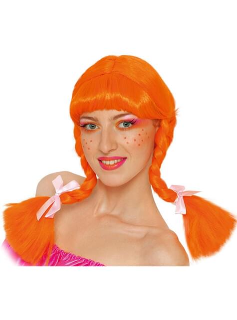 Peluca con trenzas naranja - Guirca | Funidelia