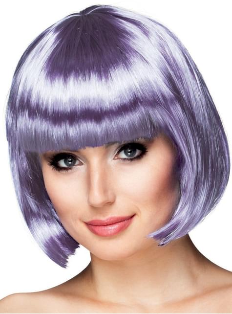 Peluca corta lila para mujer
