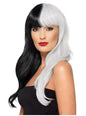 Peluca de bruja deluxe blanca y negra para mujer