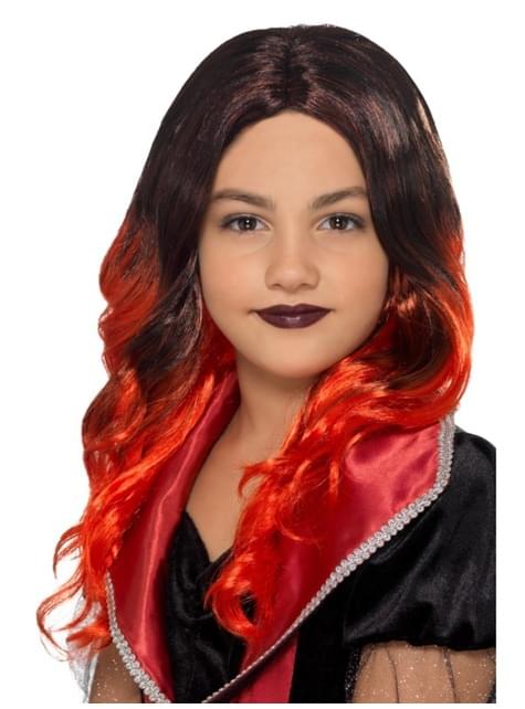 Peluca de bruja roja para niña