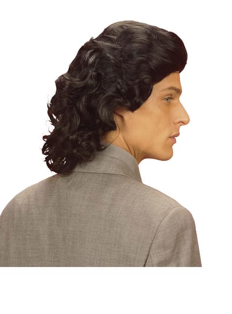 Peluca de hombre años 70 negra