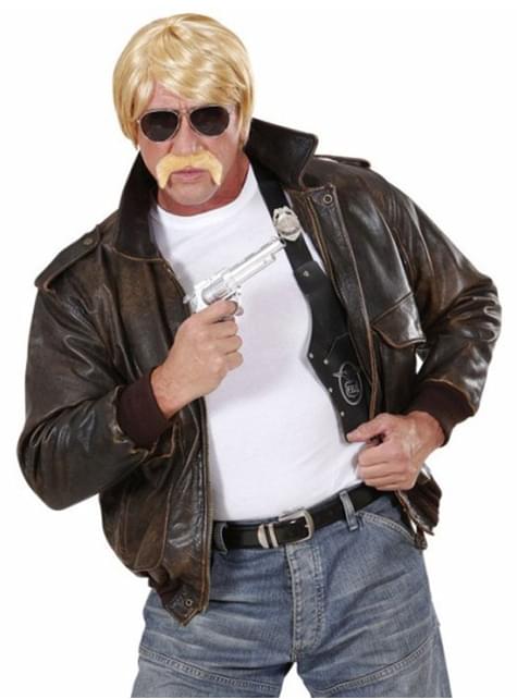 Peluca de Hutch rubia con bigote y gafas