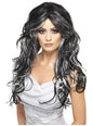 Peluca de novia halloween negra y gris